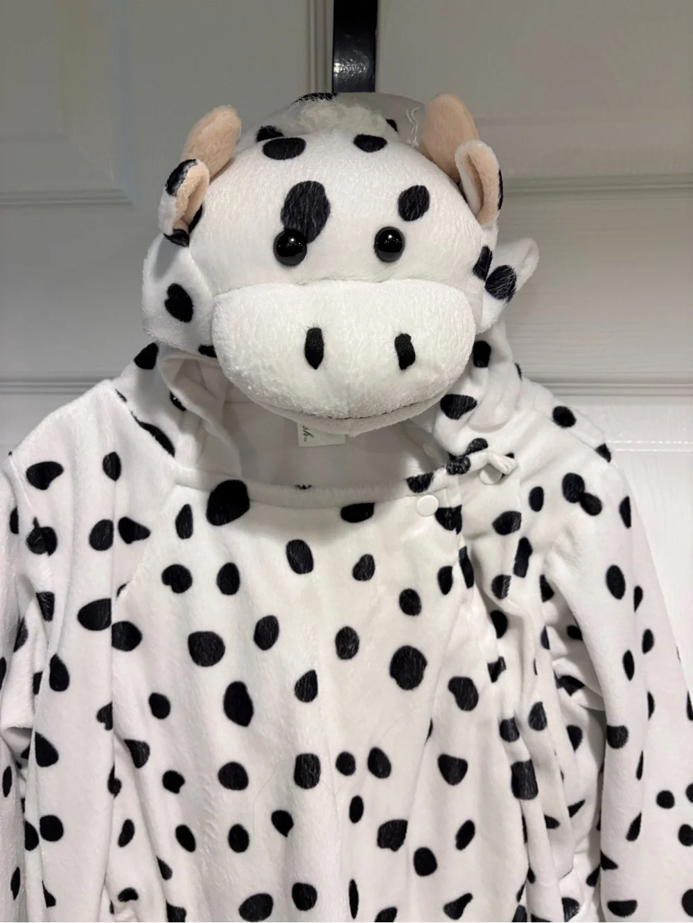 Kids Hooded Cow Costume- White with Black Spots